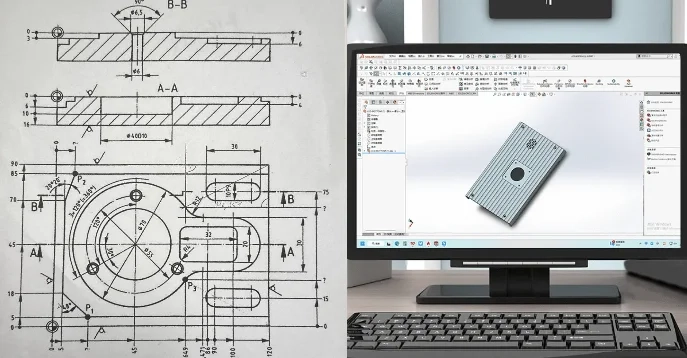 Drawing blueprints, new computer product display